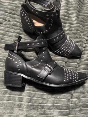 City Chic Black Studded Ankle Boots